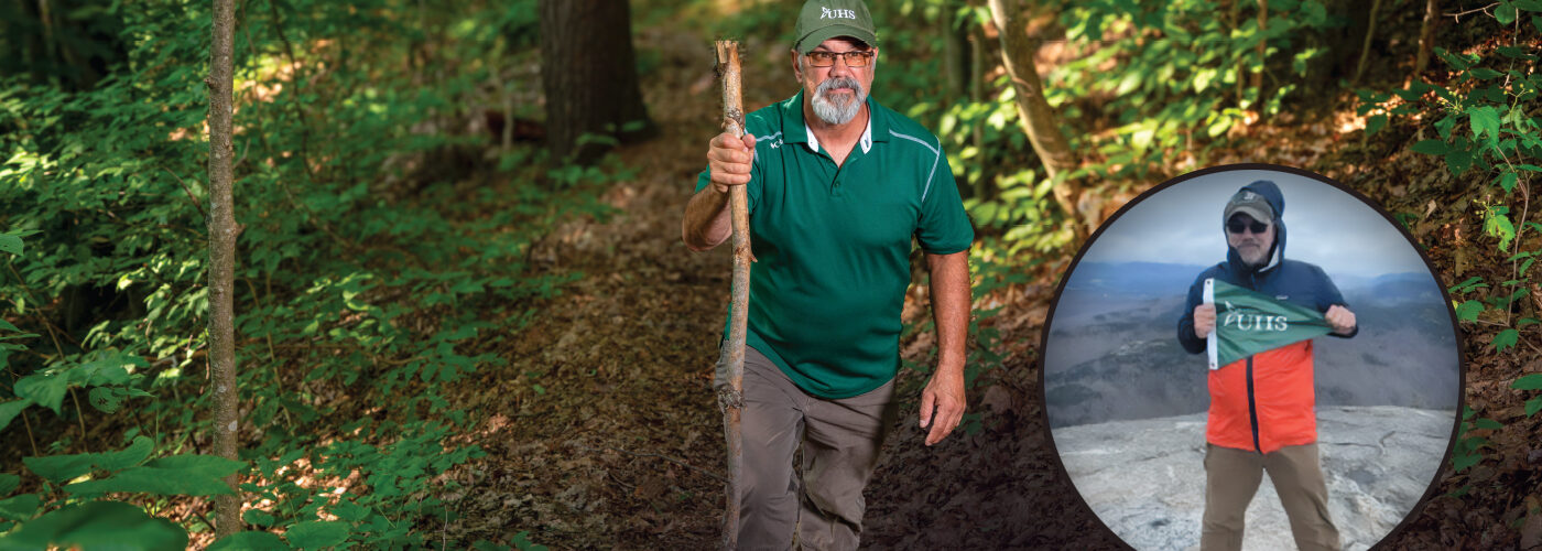 Man hiking in forest