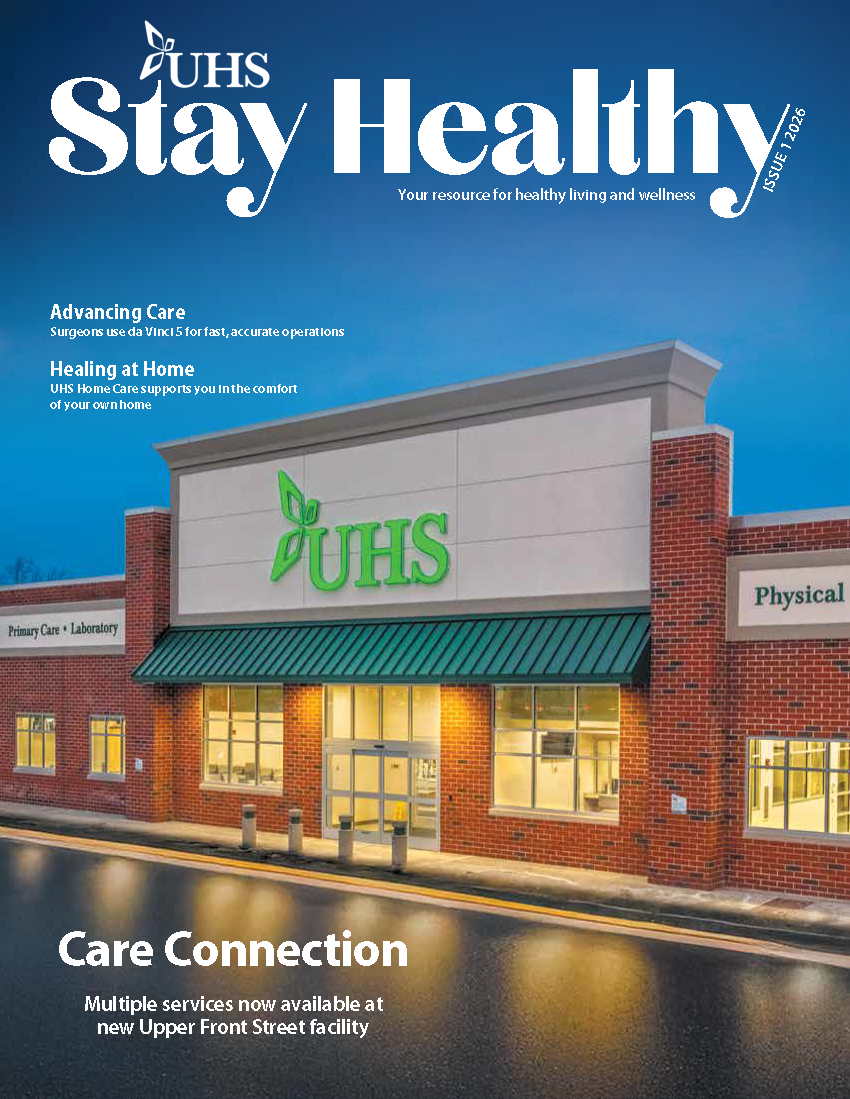 Stay Healthy UHS Issue 1 2026 Cover featuring the new UHS Upper Front Street facility